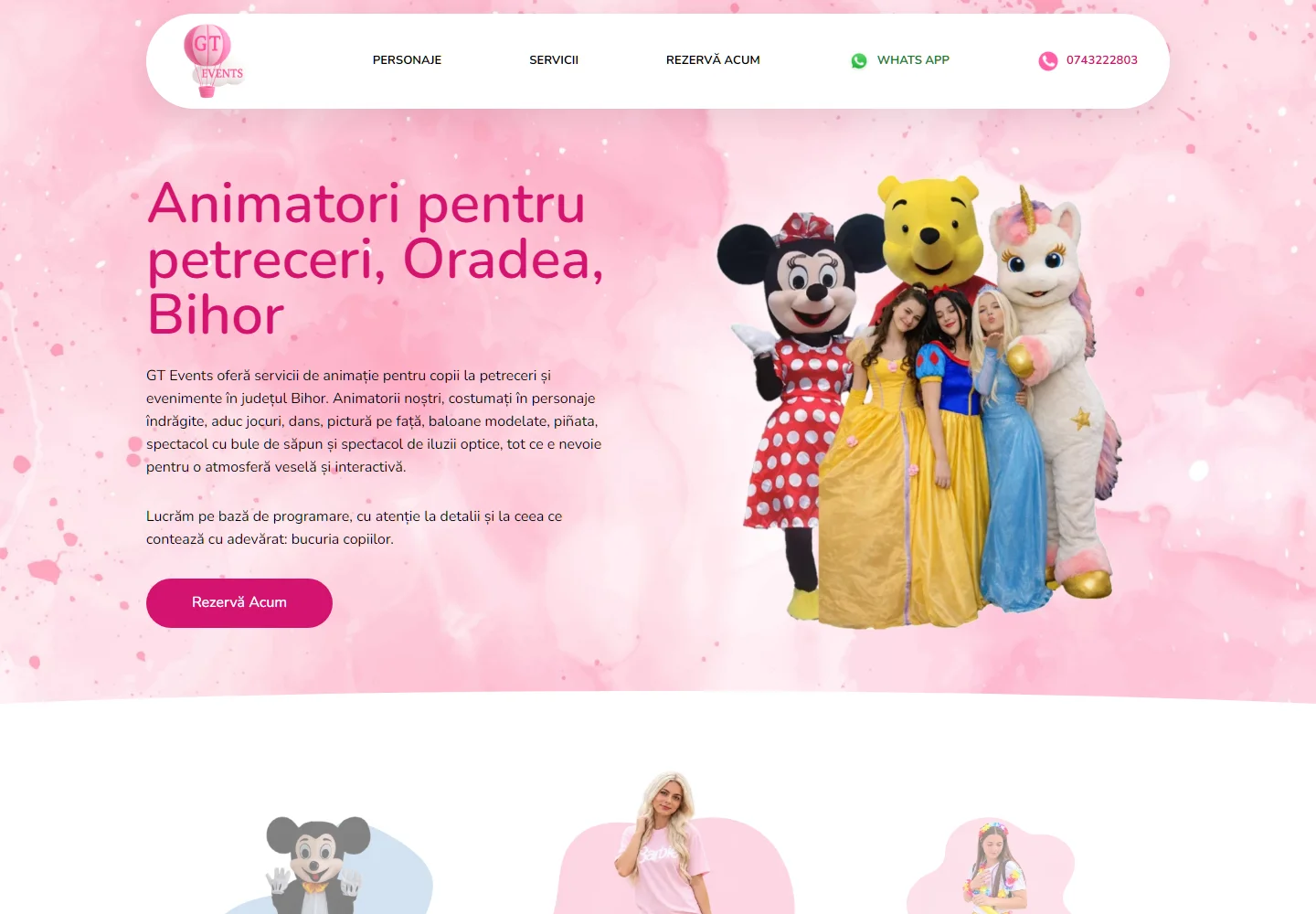 Pagina principală a website-ului GT Events